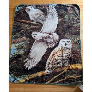 Snowy Owl Fleece Throw Blanket Northwest 58"x50" Soft & Cozy Wildlife-Themed Hom